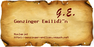 Genzinger Emilián névjegykártya